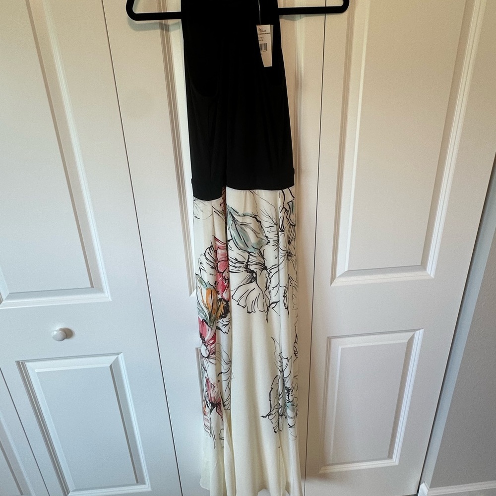 Danny & Nicole Black Maxi Dress with Halter top and Flowy Skirt Size 10